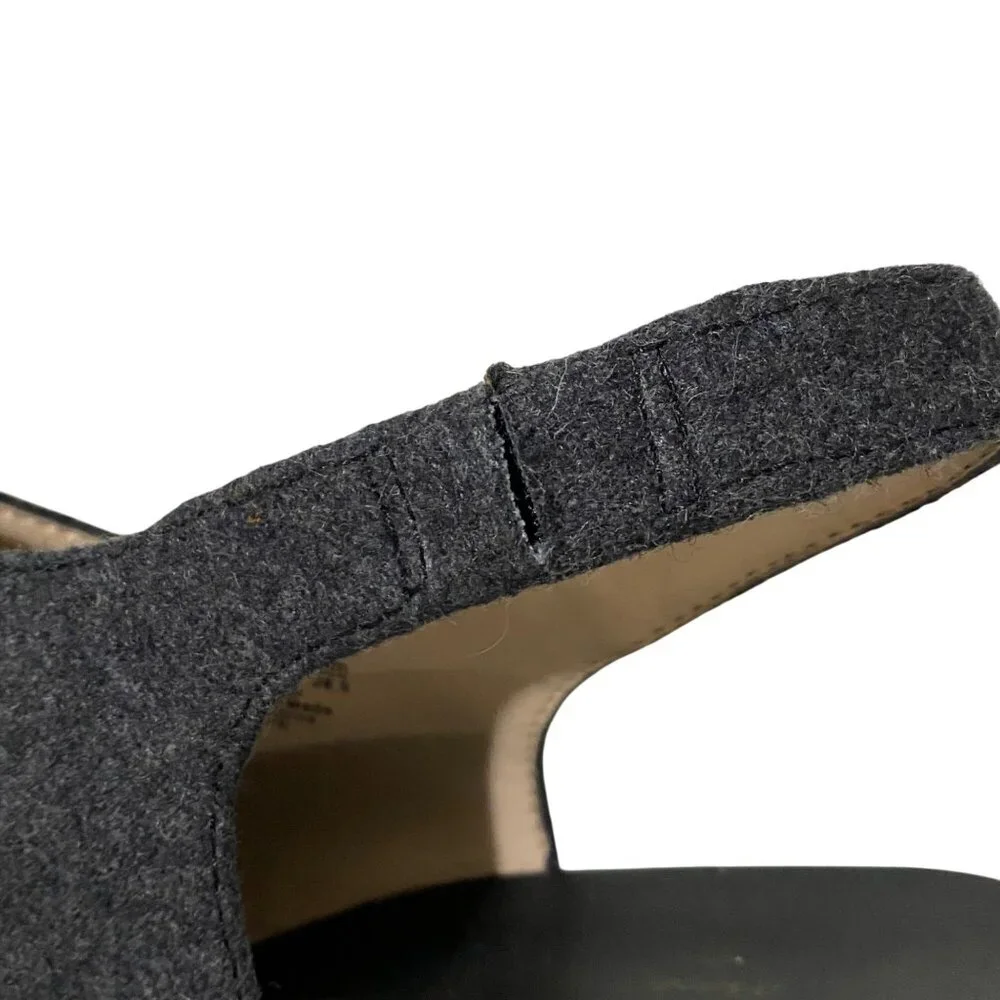 Dr Scholls Meringue WESLYN Platform Wedge Sandal Womens 9.5 Gray‎ Felt Chunky
